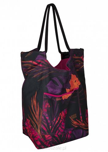 duża pojemna torba plażowo-miejska purpurowe liście